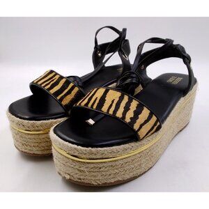 Blececker & Bond Womens Ladies Tiger Calf Hair Espadrille Wedge Sandals Sz 8
